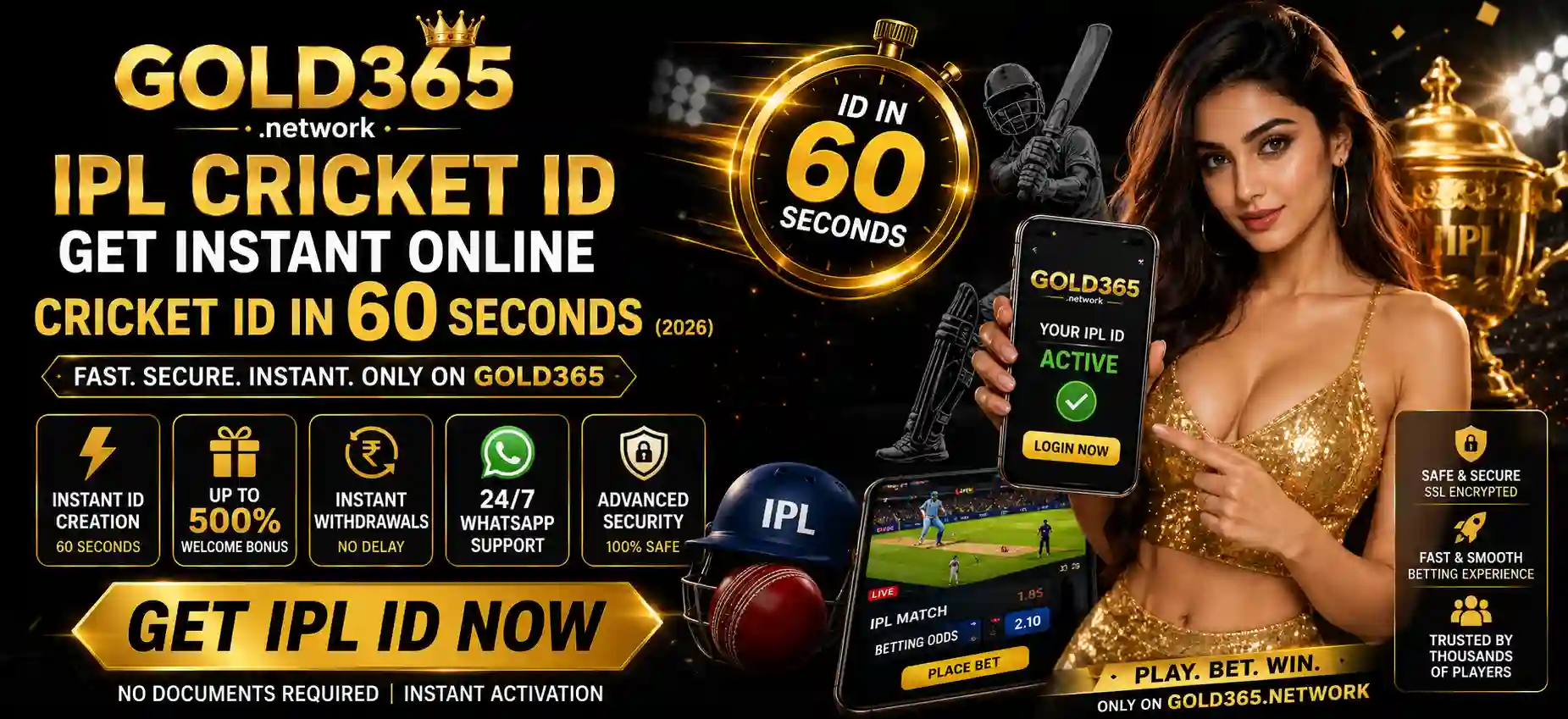 IPL Cricket ID Banner By Gold365.network