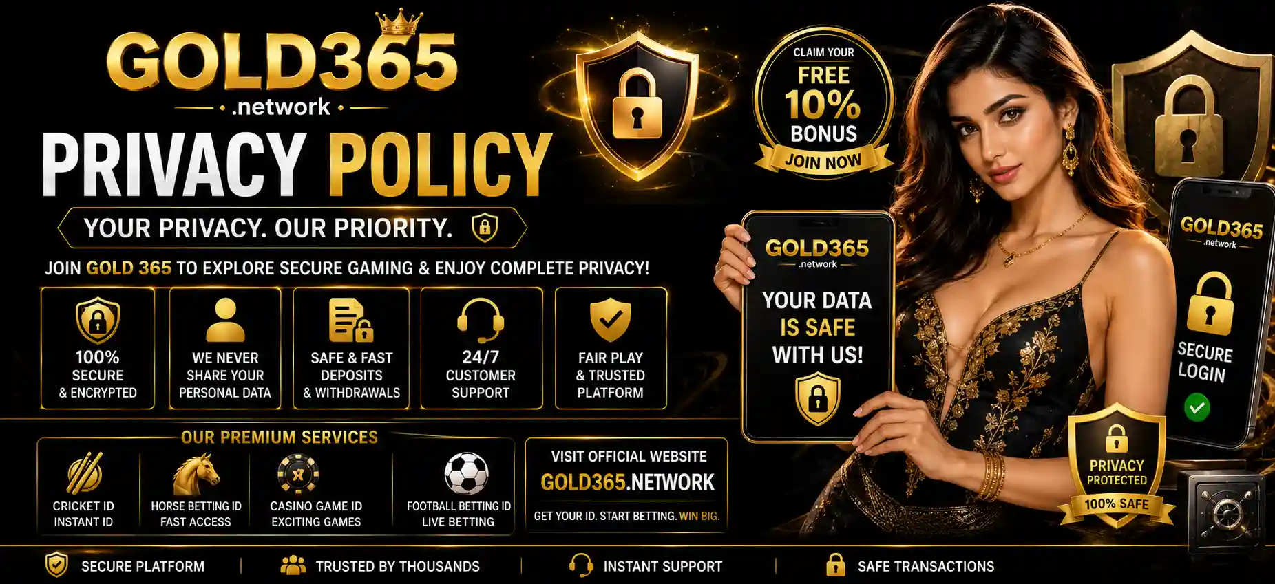 Privacy Policy Banner By gold365.network