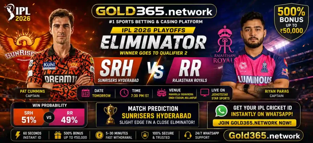 SRH vs RR Eleminator Banner By Gold365.network