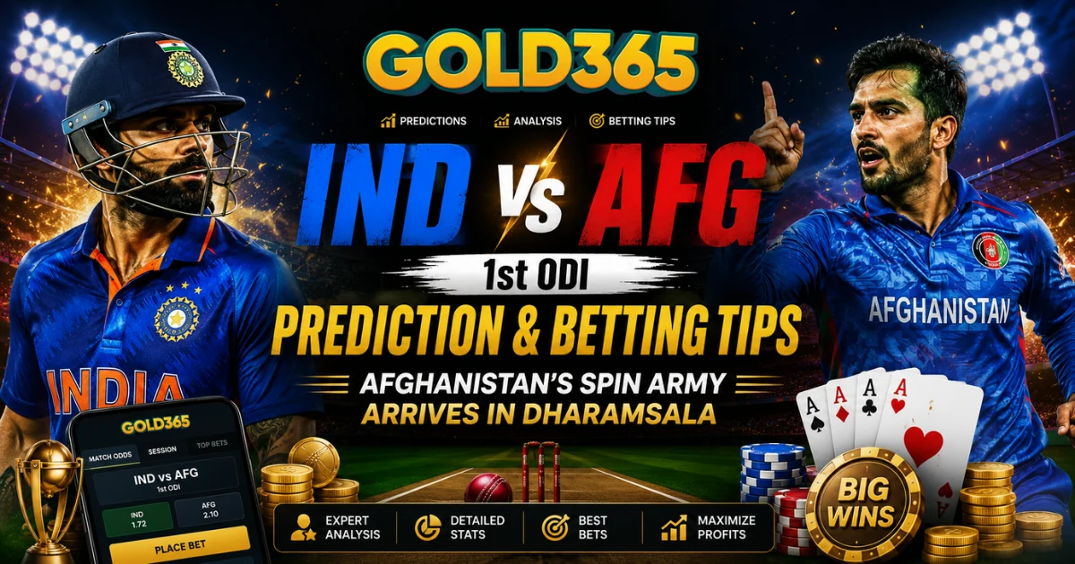 IND vs AFG 1st ODI Prediction and Betting Tips featuring India vs Afghanistan cricket match analysis on Gold365