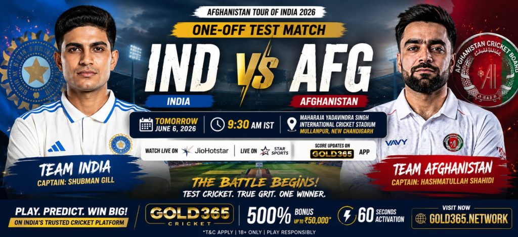 IND vs AFG Banner 2026 By Gold365.network