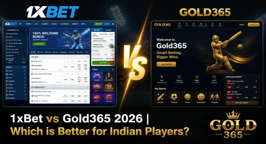 1xBet vs Gold365 comparison for Indian players - Which is better in 2026