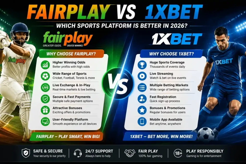 Fairplay vs 1xBet sports platform comparison banner